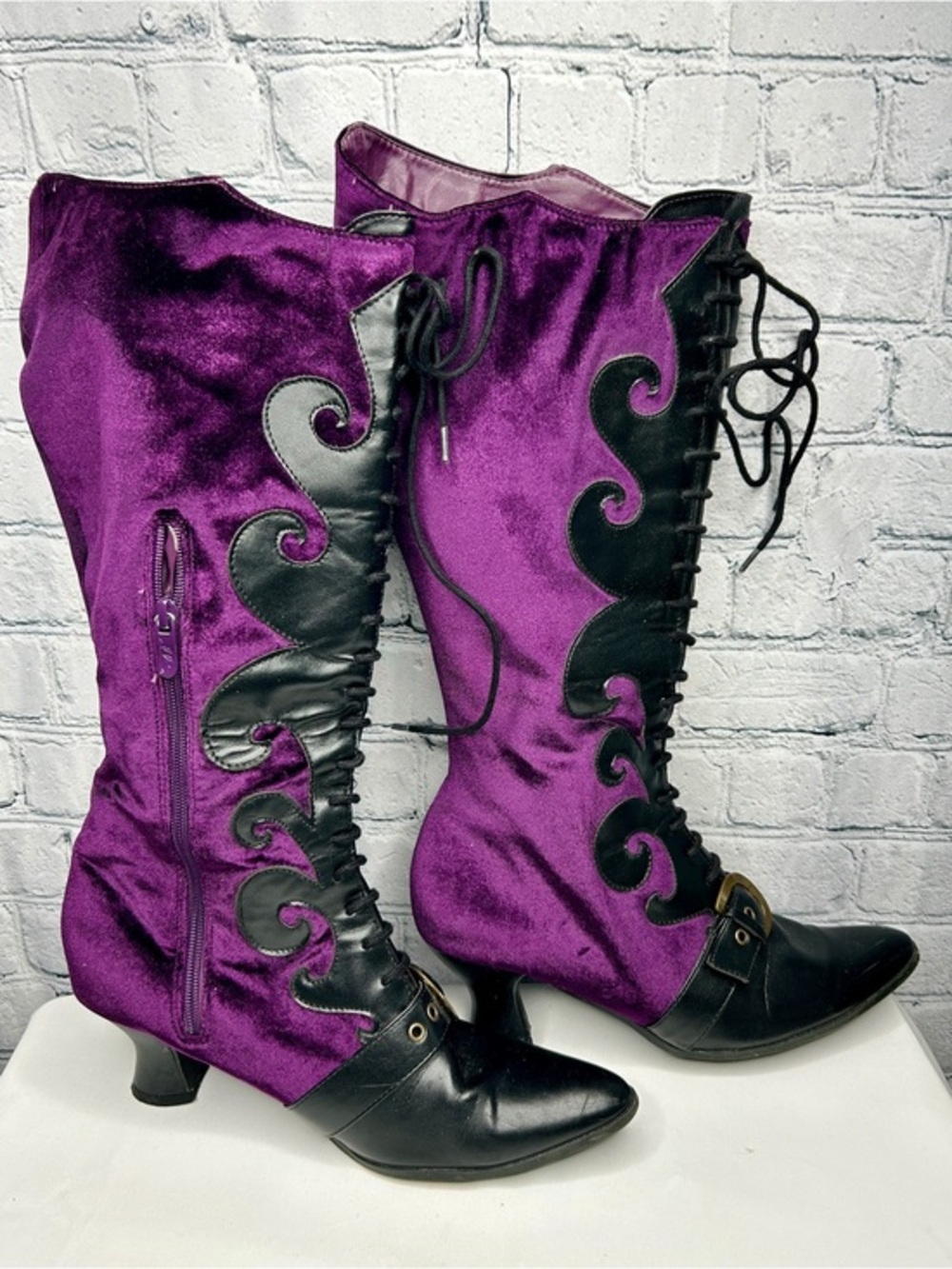 Ellie Shoes Womens 9 Purple Velvet Witch Boots Gothic Victorian Steampunk